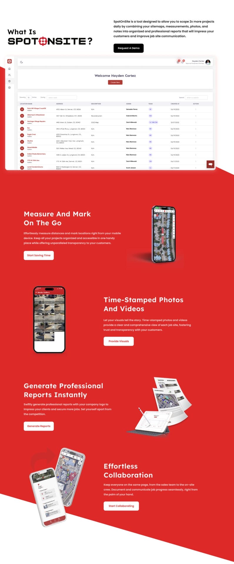 A red and white website with a red background.