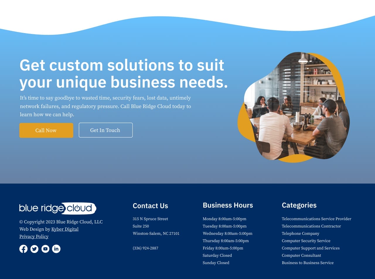 A website design for a business.