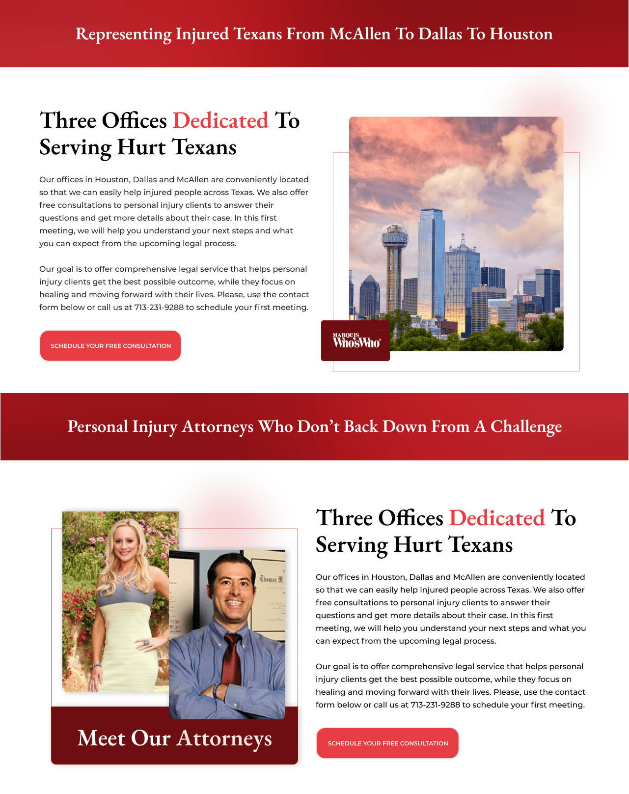 The homepage of a law firm website.