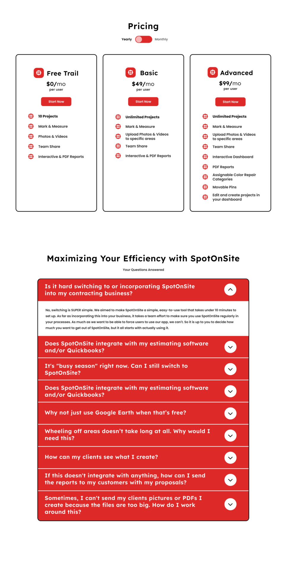 A red and white page with a number of different steps.