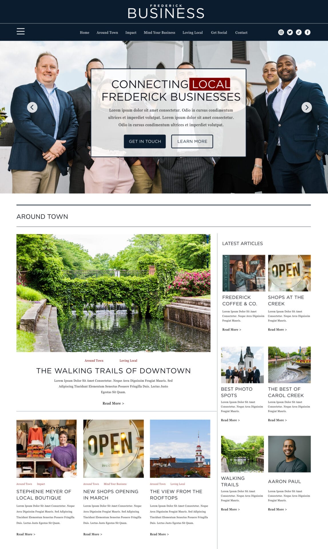 A website design for a business website.