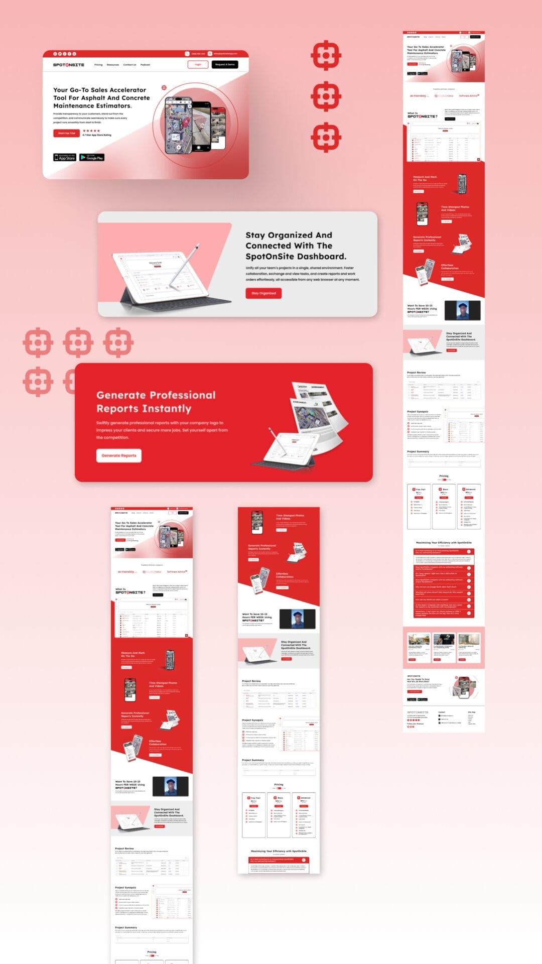 A red and white website with a red background.